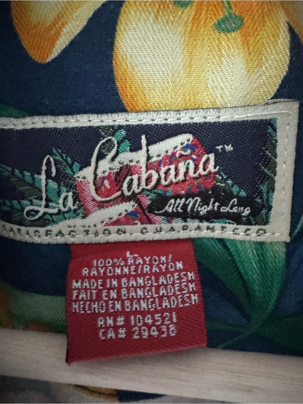 Vintage La Cabana Navy Hibiscus Hawaiian Rayon Camp Shirt Large - Picture 5 of 9
